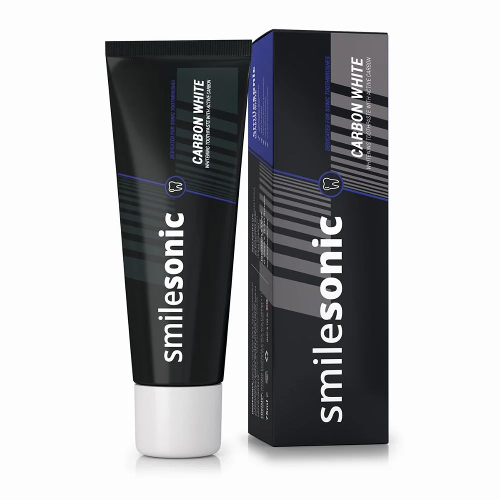 Smilesonic Carbon White – wybielająca pasta z węglem aktywnym przeznaczona do szczoteczek sonicznych 75 ml