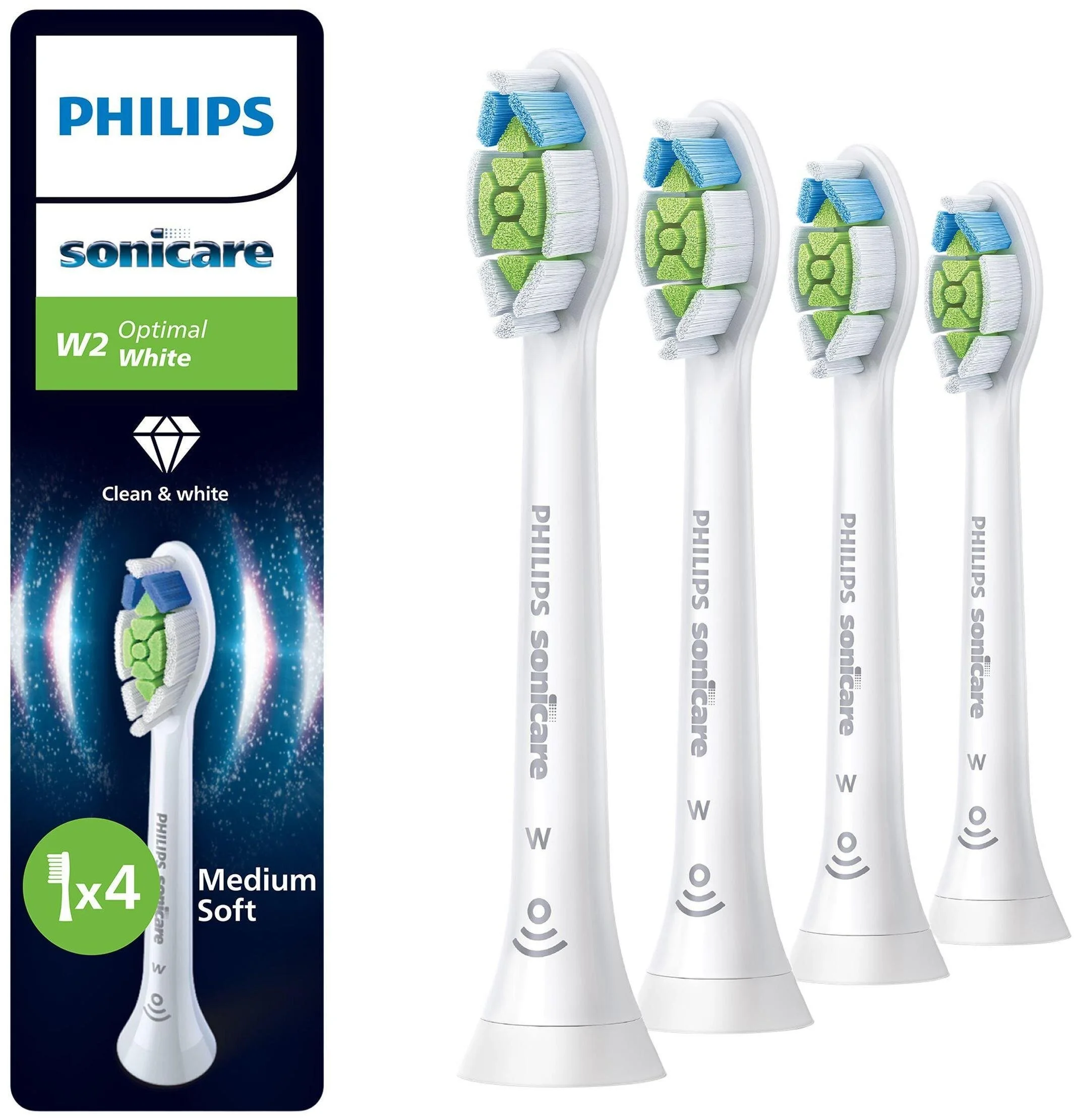 Philips Sonicare Optimal White HX6064/87 – końcówki do szczoteczki sonicznej  w kolorze białym 4 szt.