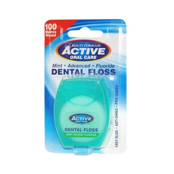 Active 100m nić dentystyczna - zielona miętowa wosk z fluorem