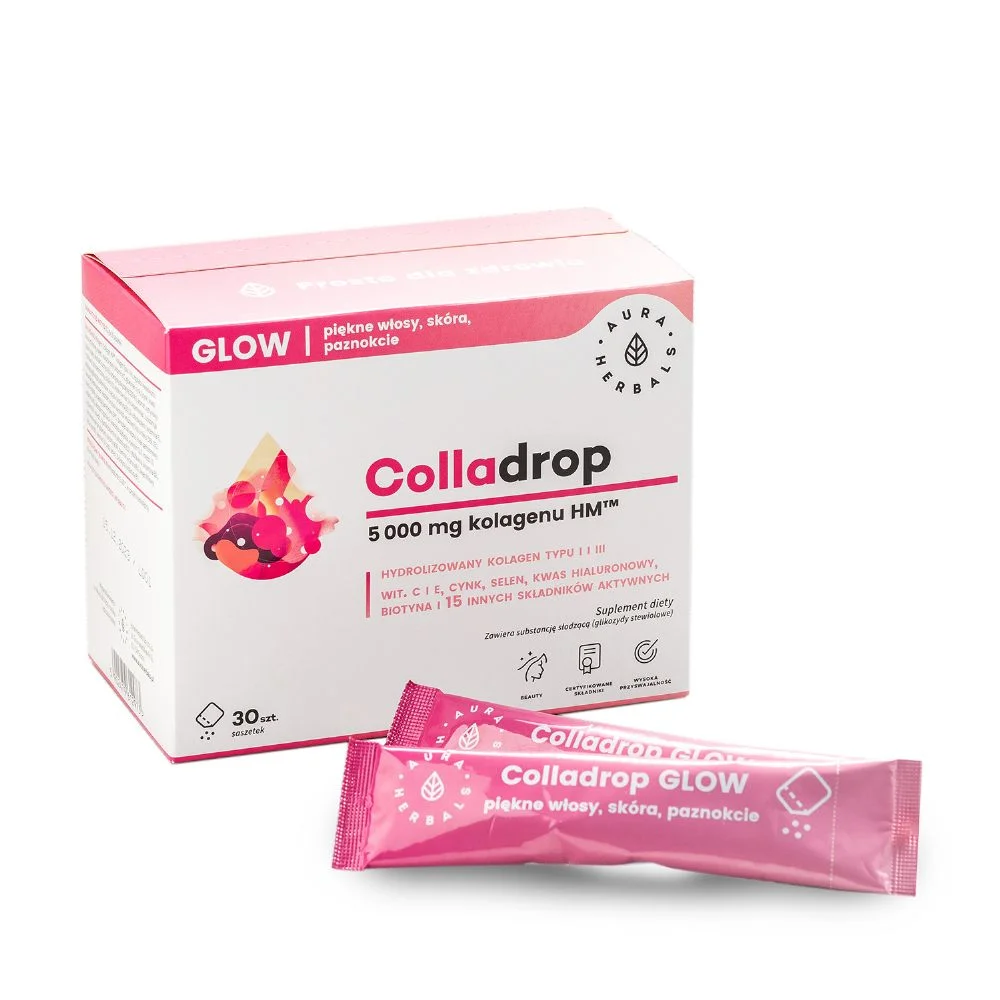 Aura Herbals Colladrop Glow, kolagen morski 5000 mg – saszetki 30 szt.