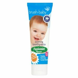 Brush-Baby 50ml – Jabłkowo-miętowa pasta do zębów na okres ząbkowania, dla dzieci w wieku 0-2 lat