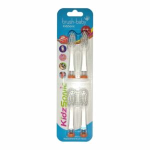 Końcówki BRUSH-BABY KidzSonic 6+ lat do szczoteczki sonicznej dla dzieci BRUSH-BABY – 4 szt.