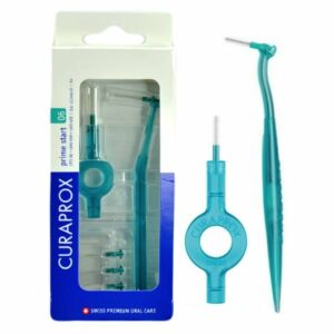 Szczoteczki międzyzębowe wąskie Curaprox Prime Start CPS06 turkusowe 5 szt. + dwa uchwyty UHS470 i UHS409