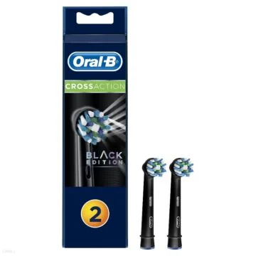 Oral-B Braun CrossAction Black – czarne końcówki do szczoteczki elektrycznej Oral-B 2 szt.
