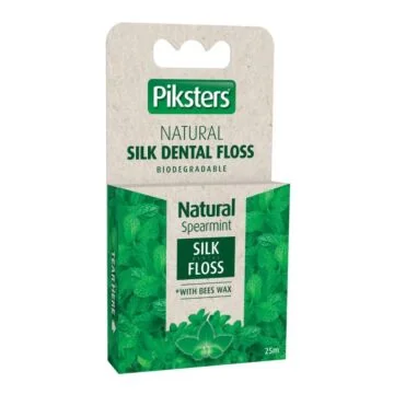 PIKSTERS Bamboo Silk Floss Spearmint 25m – jedwabna, delikatnie woskowana nitka do zębów