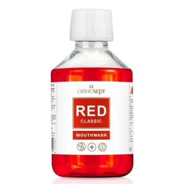 Orthosept Red Classic 200 ml – leczniczy płyn do płukania jamy ustnej z chlorheksydyną