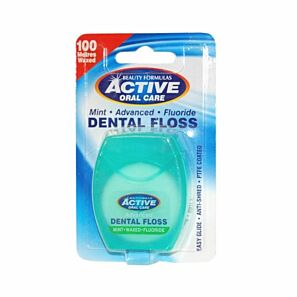 Active 100m nić dentystyczna - zielona miętowa wosk z fluorem