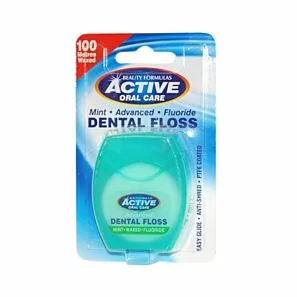 Active 100m nić dentystyczna - zielona miętowa wosk z fluorem
