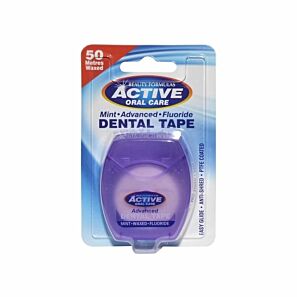 Miętowa taśma dentystyczna z fluorem Active Dental Tape (50 m)