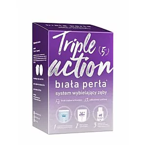 Zestaw do wybielania zębów Biała Perła Triple Action – pasta wybielająca 30 ml,  żel wybielający 50 ml, płyn do płukania 100 ml, 3 nakładki do formowania