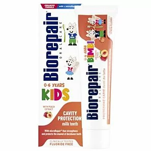 Biorepair Kids – wzmacniająca, brzoskwiniowa pasta dla dzieci (0-6 lat) bez fluoru 50 ml