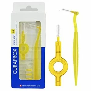 Szczoteczki międzyzębowe  Curaprox Prime Start CPS09 żółte 5 szt. + dwa uchwyty UHS470 i UHS409