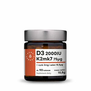 Aura Herbals Witamina D3 2000 IU + K2 + Cynk + Selen  – tabletki ok. 90 szt.