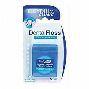 ELGYDIUM Dental Floss Chlorhexidine 50m – pozbawiona mięty nić dentystyczna z chlorheksydyną