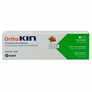 KIN OrthoKin Strawberry Mint 75ml – truskawkowo-miętowa pasta do codziennego użytku, dedykowana użytkownikom aparatów nazębnych