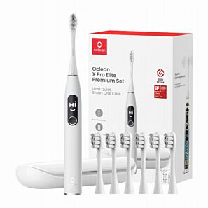 Oclean X Pro Elite Premium Set – szara szczoteczka soniczna + 7 końcówek + etui
