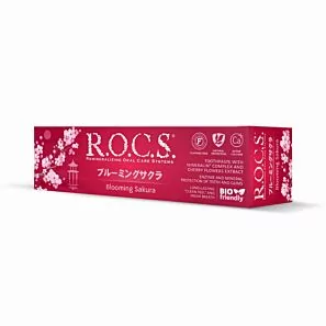 Remineralizująca pasta z posmakiem kwiatu wiśni Rocs BIO Blooming Sakura 60ml