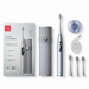 Zestaw Oclean X Pro Digital - kolor srebrny – szczoteczka soniczna + 3 dodatkowe końcówki + etui