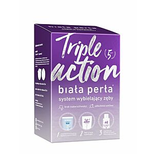 Zestaw do wybielania zębów Biała Perła Triple Action – pasta wybielająca 30 ml,  żel wybielający 50 ml, płyn do płukania 100 ml, 3 nakładki do formowania