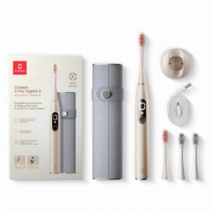 Zestaw Oclean X Pro Digital - kolor złoty – szczoteczka soniczna + 3 dodatkowe końcówki + etui