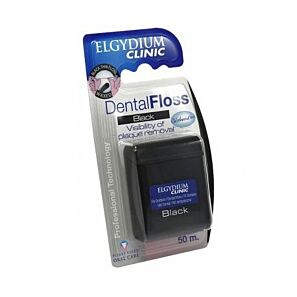 ELGYDIUM Dental Floss Black 50m – woskowana, czarna nić dentystyczna bez mentolu