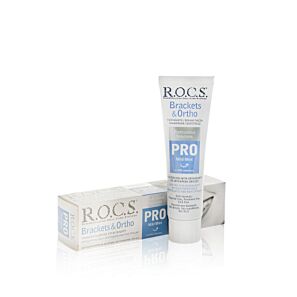 ROCS PRO Brackets & Ortho – ortodontyczna pasta do zębów o łagodnym smaku mięty bez fluoru - 100 ml