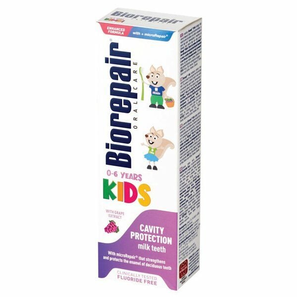 BIOREPAIR Biorepair Kids – wzmacniająca, winogronowa pasta dla dzieci (0-6 lat) bez fluoru 50 ml