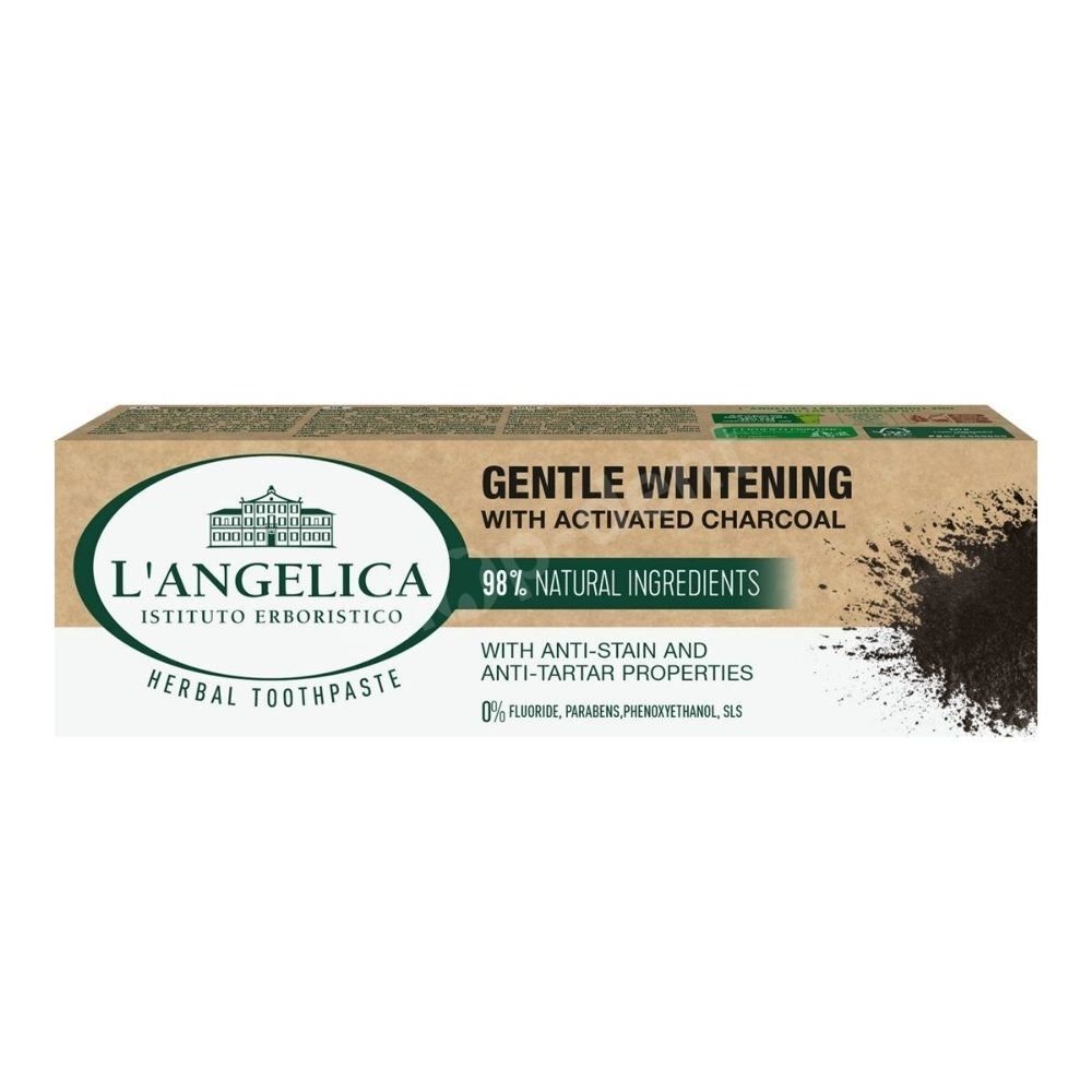Nieznana L’Angelica Delikatne Wybielanie – naturalna pasta wybielająca do zębów z węglem aktywnym 75 ml — Składniki i ocena