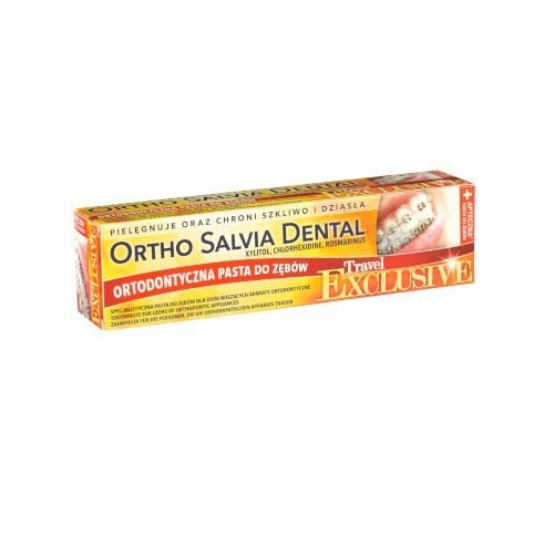 Nieznana Ortho Salvia Exclusive 75 ml – pasta do zębów na wyjazdy, przeznaczona dla osób z aparatami ortodontycznymi