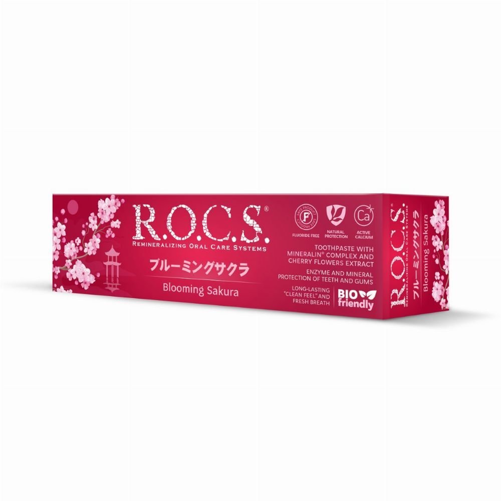 Nieznana Remineralizująca pasta z posmakiem kwiatu wiśni Rocs BIO Blooming Sakura 60ml