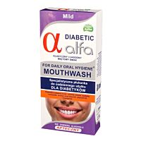 Alfa Diabetic Mild 200 ml – łagodnie miętowy płyn do płukania jamy ustnej dla diabetyków