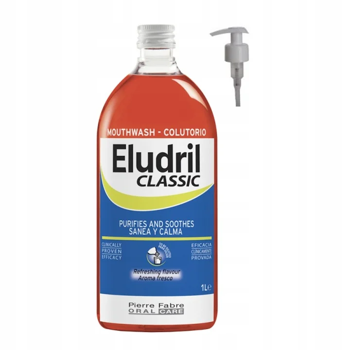 Eludril CLASSIC - płyn do płukania jamy ustnej  z chlorheksydyną 0,10% 1000 ml + pompka