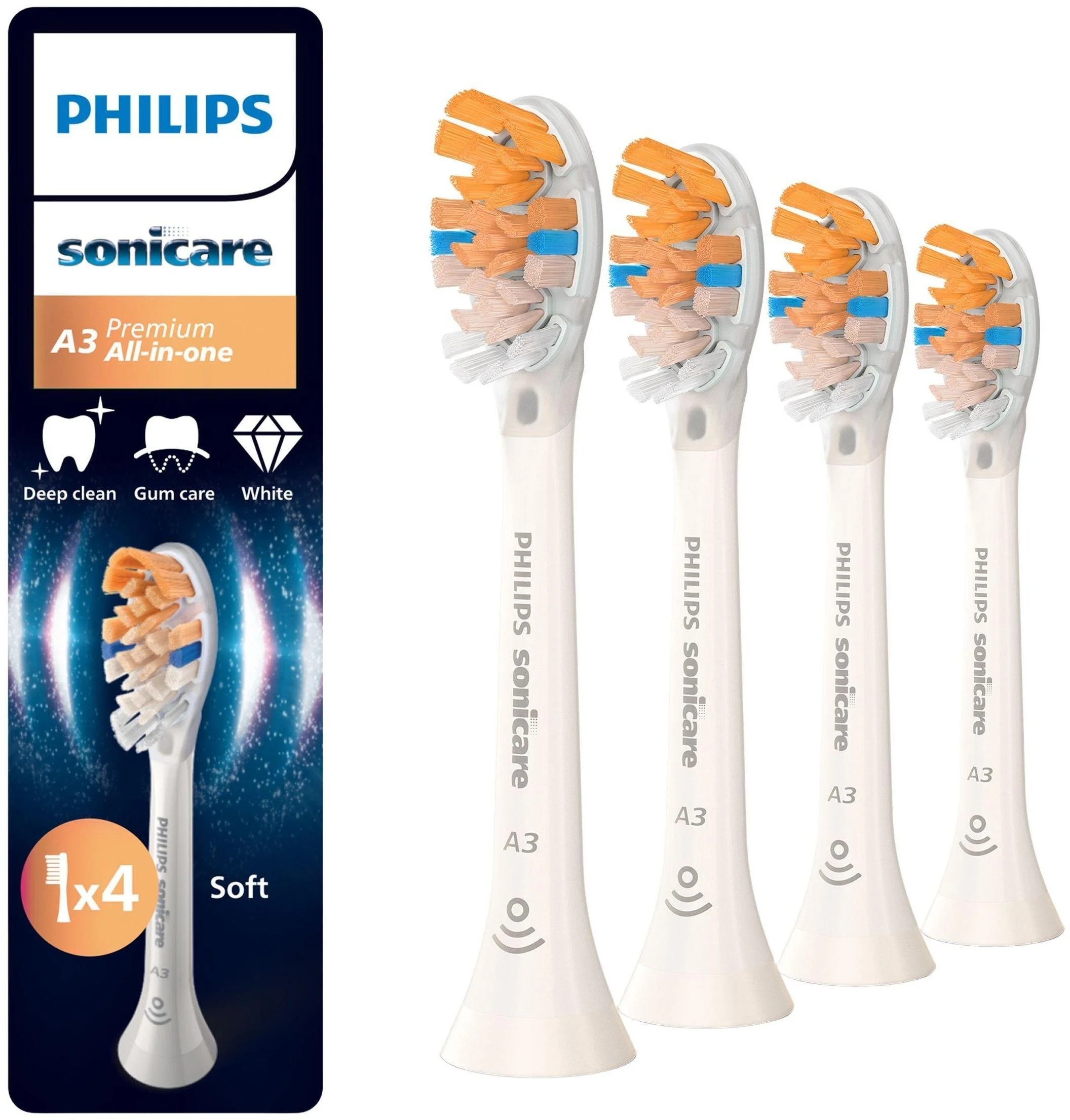 Philips Sonicare A3 Premium All-in-One – końcówki do szczoteczki sonicznej  w kolorze białym 4 szt.