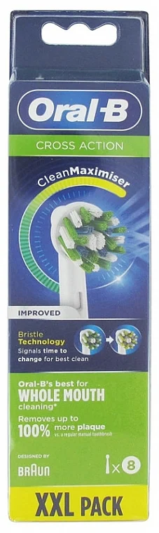 Oral-B Cross Action Clean Maximiser –  białe końcówki do szczoteczki elektrycznej 8 szt.
