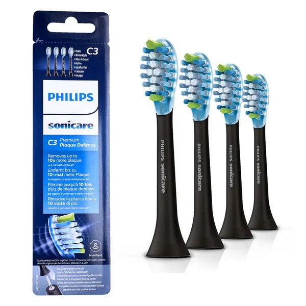 Philips Sonicare C3 Premium Plaque Defence Black – czarne końcówki do szczoteczki sonicznej (HX9044/33) 4 szt.