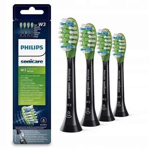 Philips Sonicare W3 Premium – końcówki wybielające do szczoteczki sonicznej w kolorze czarnym (HX9064/33) 4 szt.