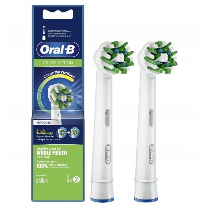 Oral-B Cross Action Clean Maximiser –  białe końcówki do szczoteczki elektrycznej 2 szt.