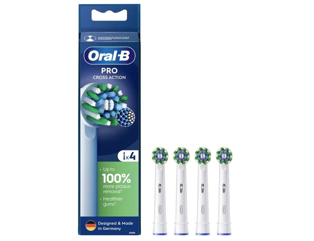 Oral-B Cross Action Pro  –  białe końcówki do szczoteczki elektrycznej 4 szt.