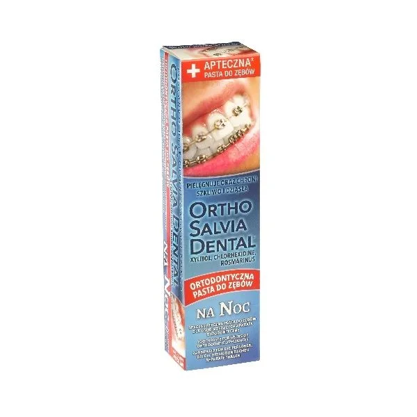 Ortho Salvia Night 75ml – pasta do zębów dla osób noszących aparaty ortodontyczne, do stosowania na noc