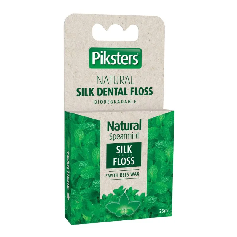 PIKSTERS Bamboo Silk Floss Spearmint 25m – jedwabna, delikatnie woskowana nitka do zębów