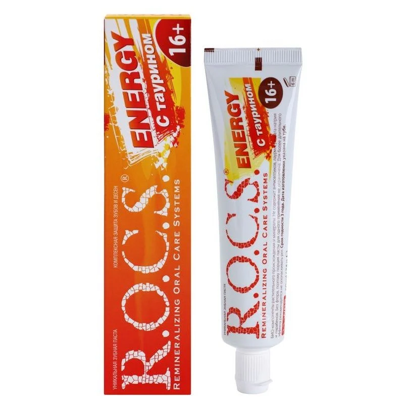 Energetyzująca pasta do zębów z tauryną Rocs Energy Taurine 60ml