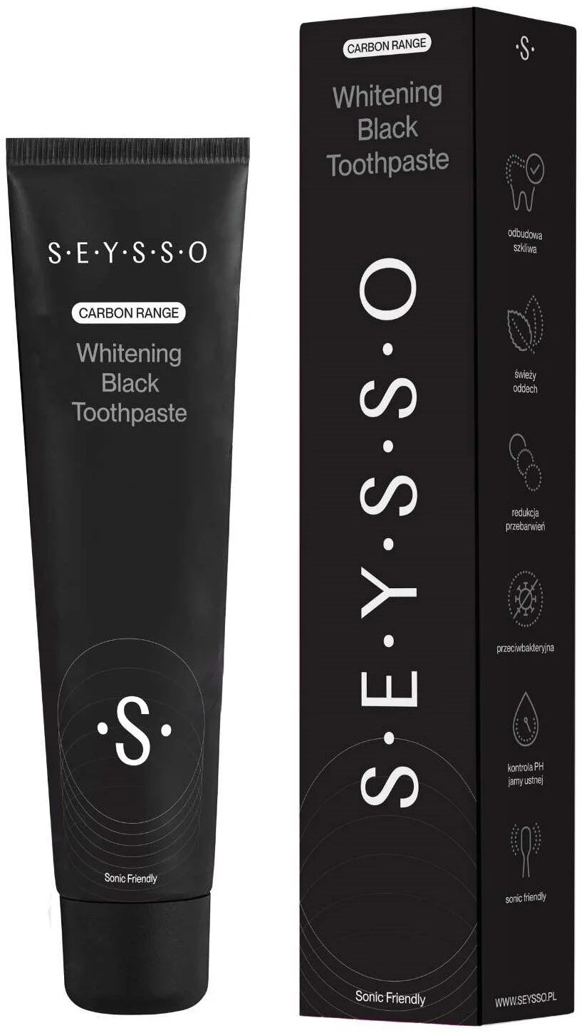 SEYSSO Carbon Black - pasta do szczoteczek sonicznych z wybielającym węglem aktywnym 75 ml