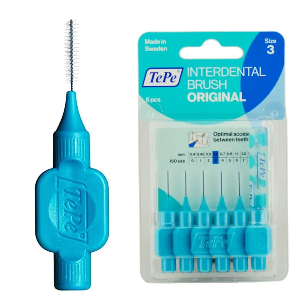 Szczoteczki międzyzębowe z bioplastiku  TePe Original 6 szt. niebieska – 0.6 mm