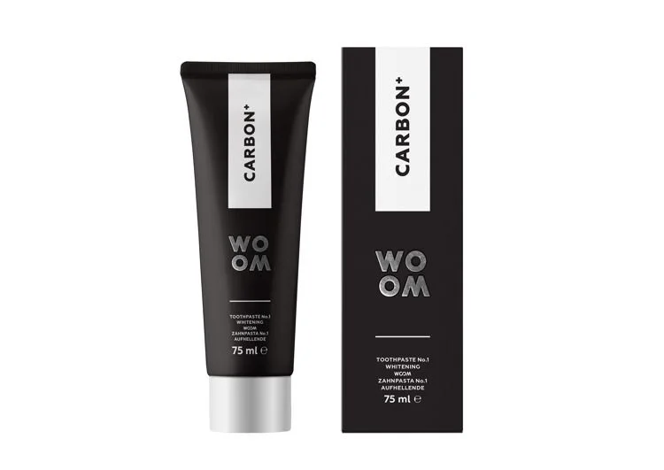 WOOM Carbon+ 75 ml – wybielająca pasta do zębów z węglem aktywnym